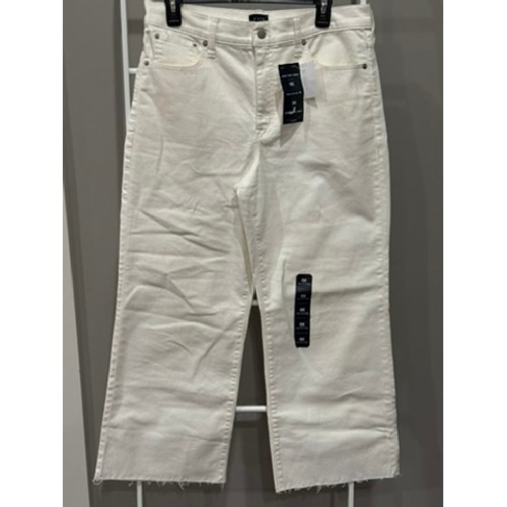 NWT J.Crew Wide-Leg Crop Jeans White High Rise Raw Hem BR051 Womens 30 NWT